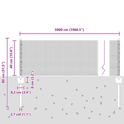 Gelaste Draadhek Met 22 U-Palen Zilver 0.4X50 M Staal