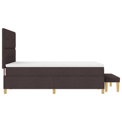 Boxspring Bed Met Matras & Bank Stof Donkerbruin 160 x 200 cm Knopf-Tufted