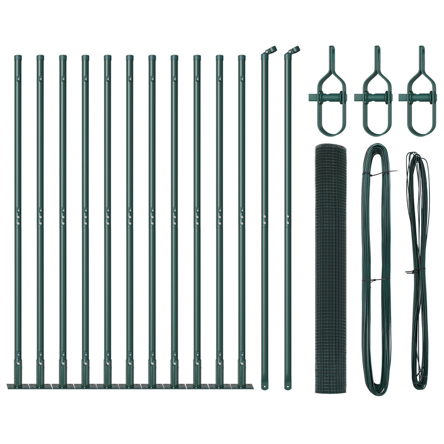 Hekpostset Set Van 2 Groen Staal, Pvc 25 X 1 M Duurzaam Gegalvaniseerd Staal