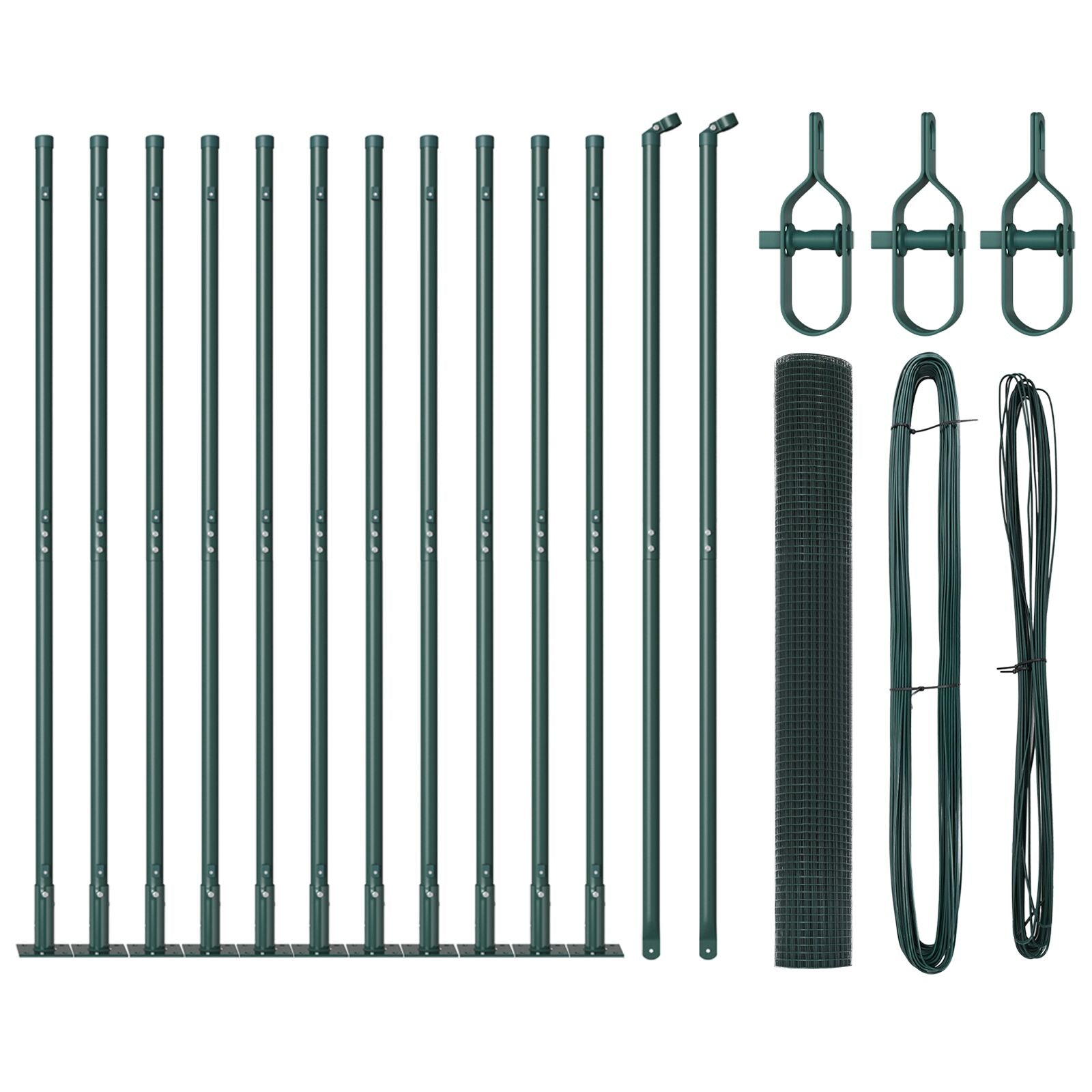 Hekpostset Set Van 2 Groen Staal, Pvc 25 X 1 M Duurzaam Gegalvaniseerd Staal