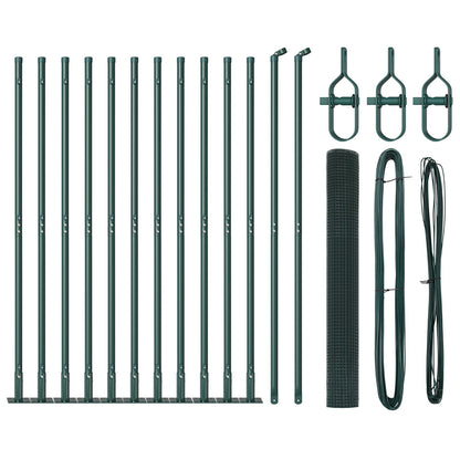 Hekpostset Set Van 2 Groen Staal, Pvc 25 X 1 M Duurzaam Gegalvaniseerd Staal
