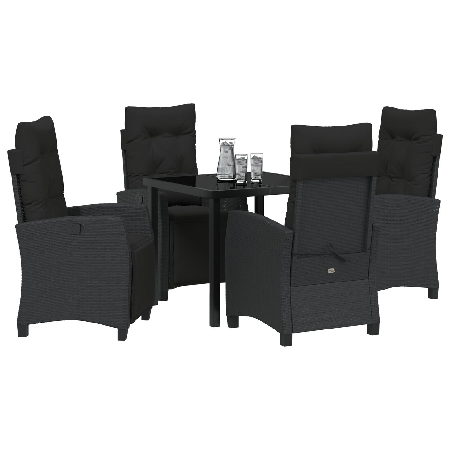 5-Delige Tuin Eetset Zwart Poly Rattan
