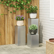 Plantenstandaard set 3 stuks zilver gegalvaniseerd staal