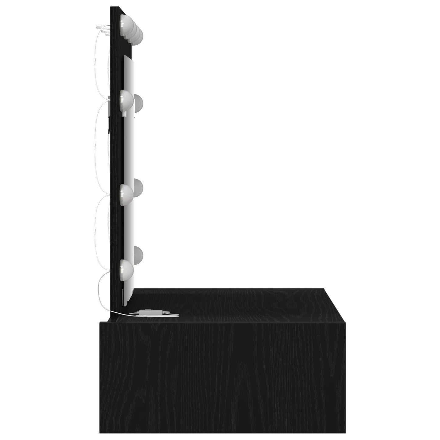 Wandkaptafel Verlichting - 60 x 40 x 70 cm Zwart eiken met LED