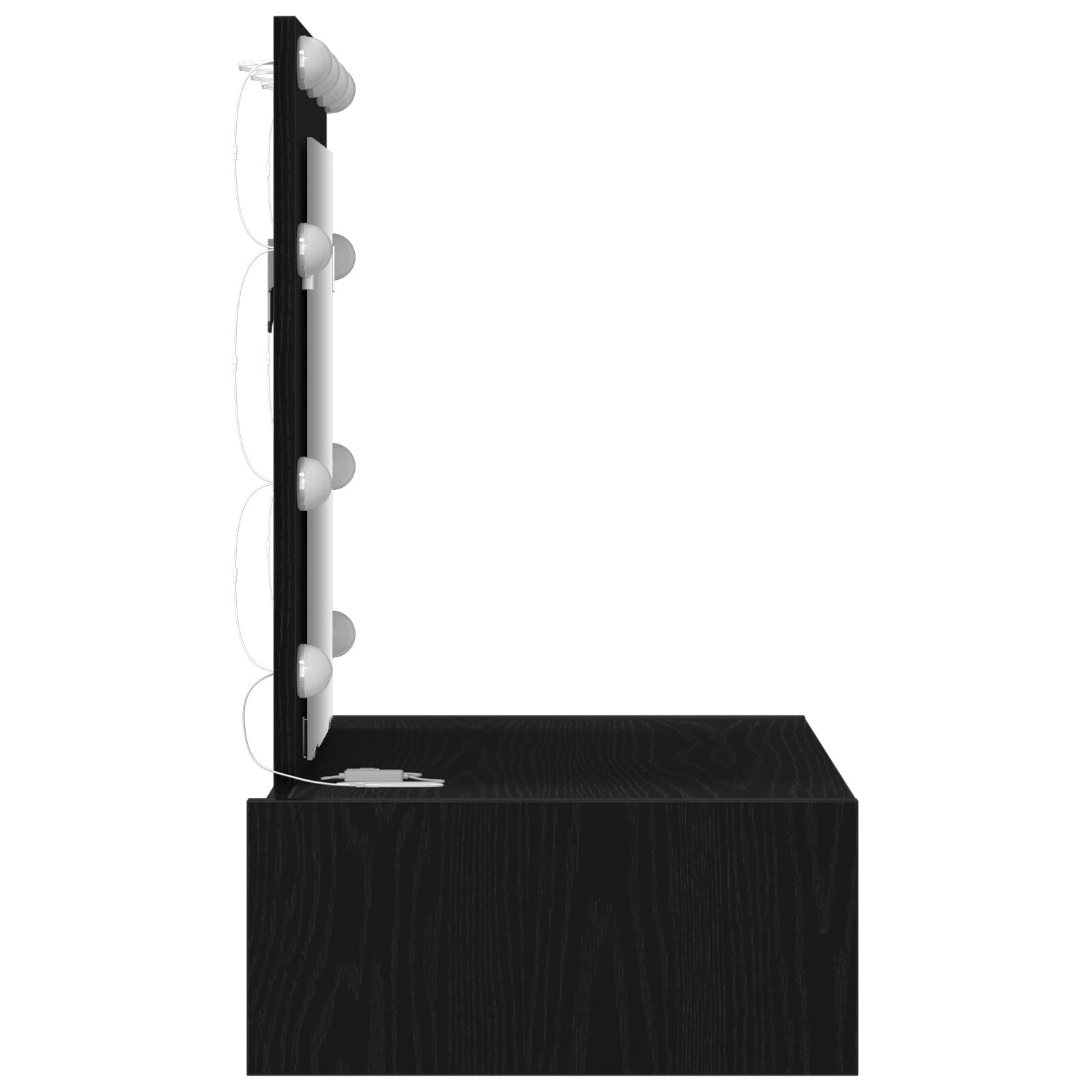 Wandkaptafel Verlichting - 60 x 40 x 70 cm Zwart eiken met LED