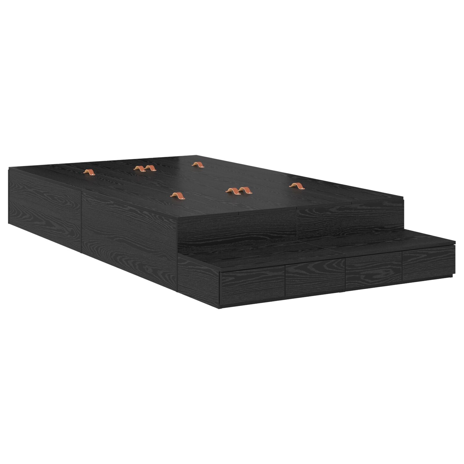Opbergbedframe Zwart Eiken 120X200 Cm Artisanaal Eiken
