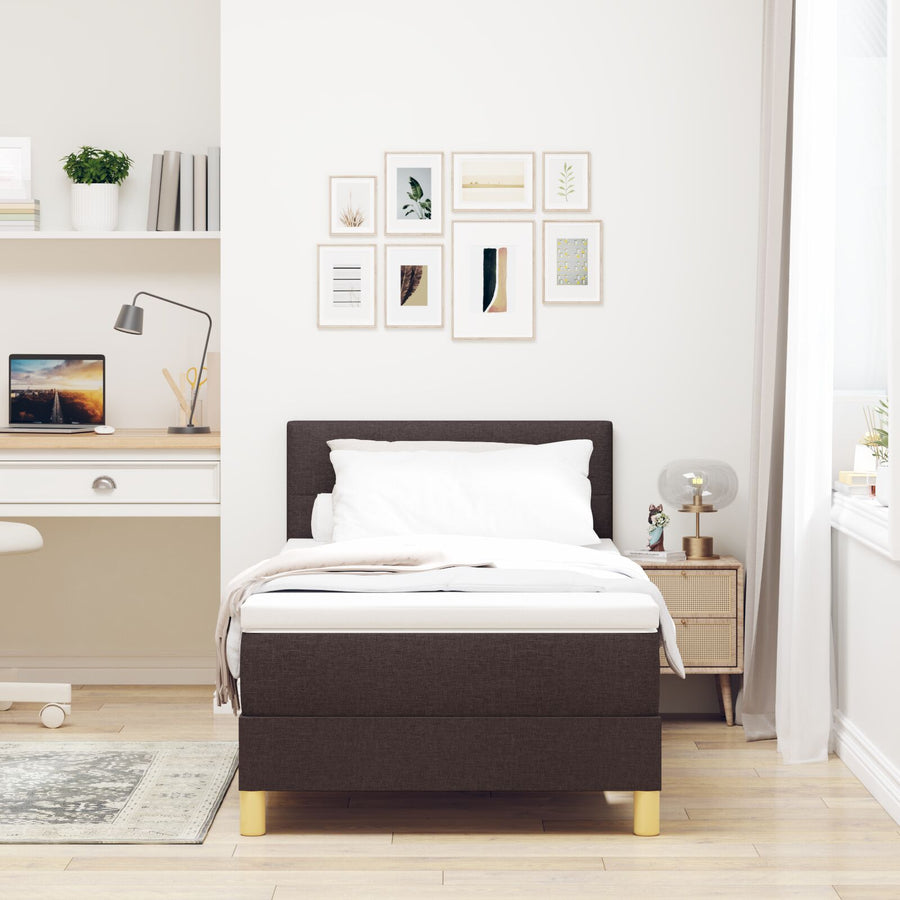 Boxspringbed Met Matras Stof Donkerbruin 90 x 190 cm Knopen gestoffeerd