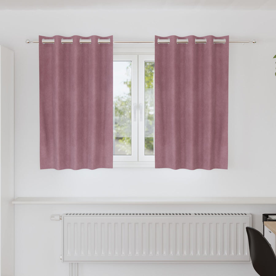 Blackout Gordijnen 2 Stuks Velours Donkerroze 140 x 140 cm met oogjes