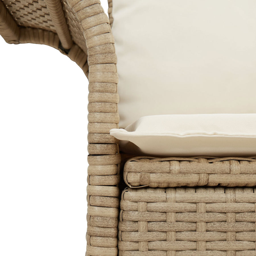 2-Zits Tuinbank Met Kussens Poly Rattan Beige en crème zonder opslag