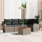 Garden Bench Set with Cushion 6 pcs Grey Poly Rattan
