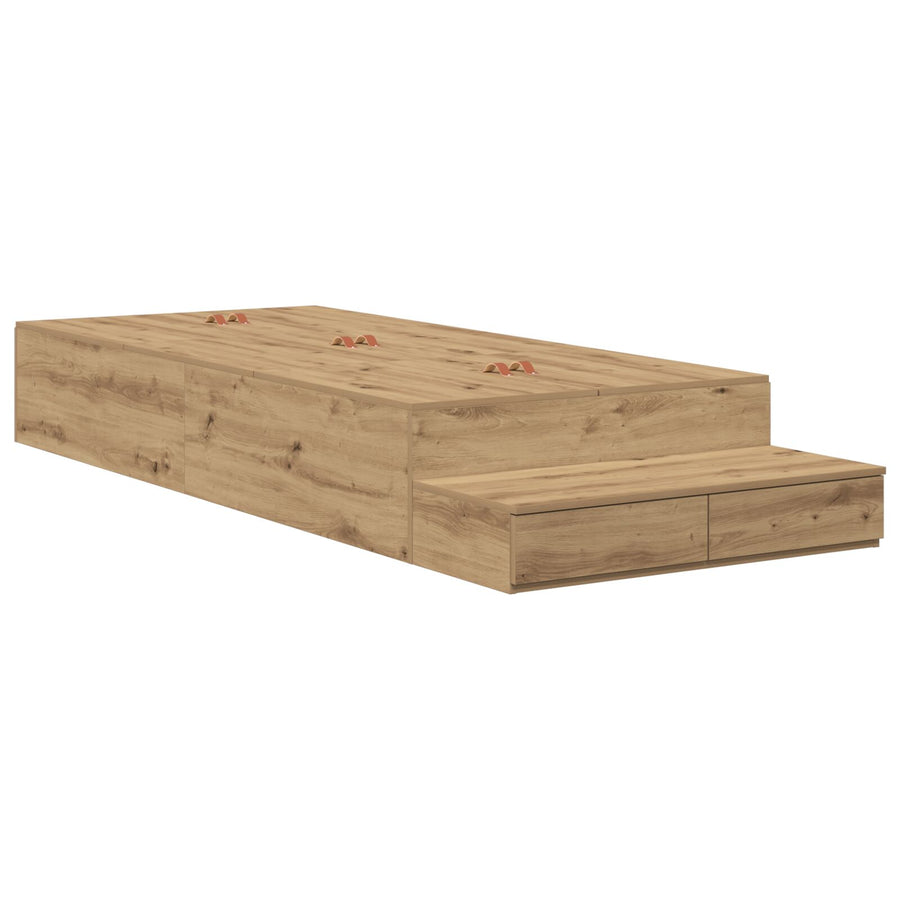 Opbergbedframe Artisan Eiken Bewerkt Hout 236,5 X 100 X 31,5 Cm Artisanaal Eiken
