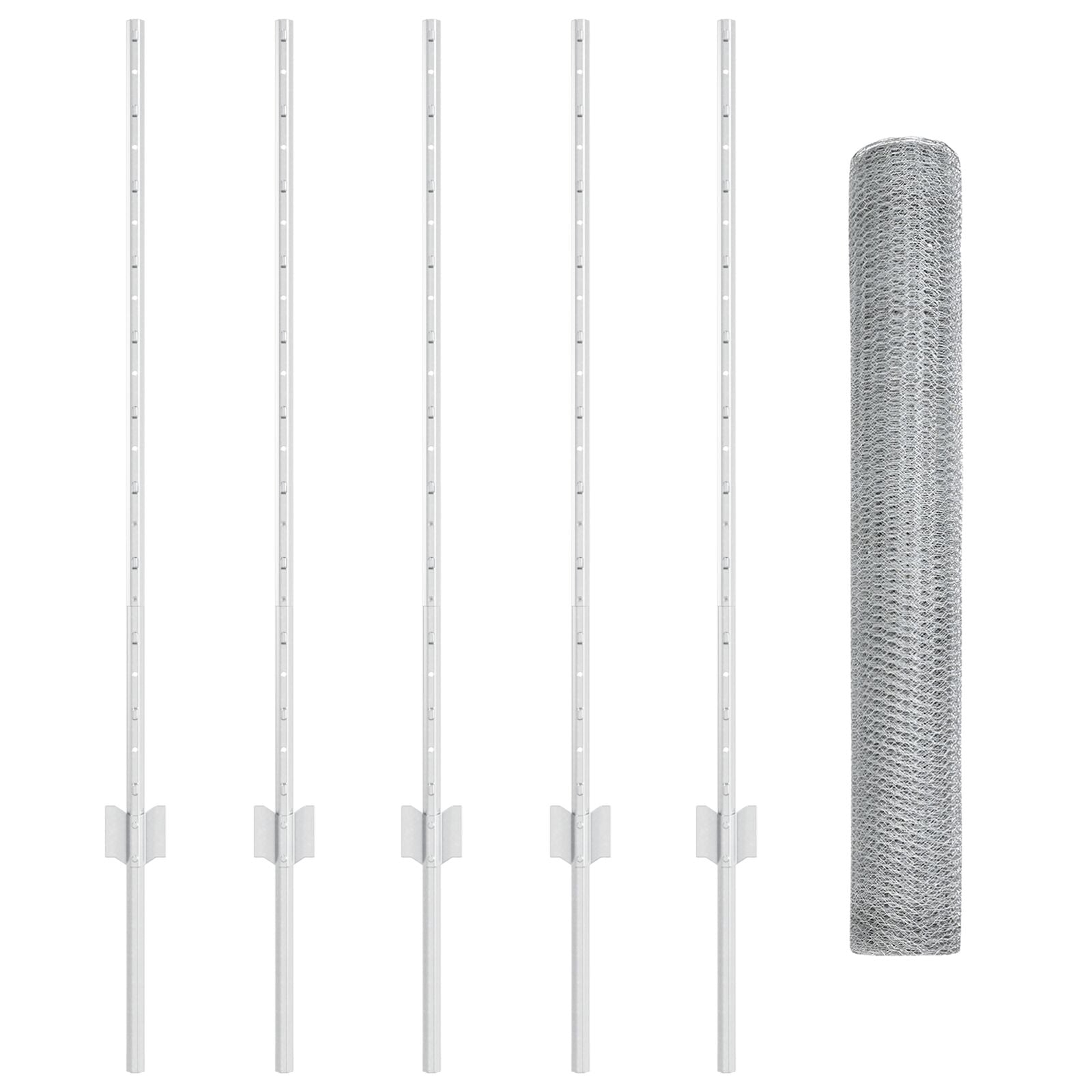 Fence Posts 10 Pcs U-Channel 100 Cm Gegalvaniseerd Staal,  Hexagon Fence 1X10 M Gegalvaniseerd Staal