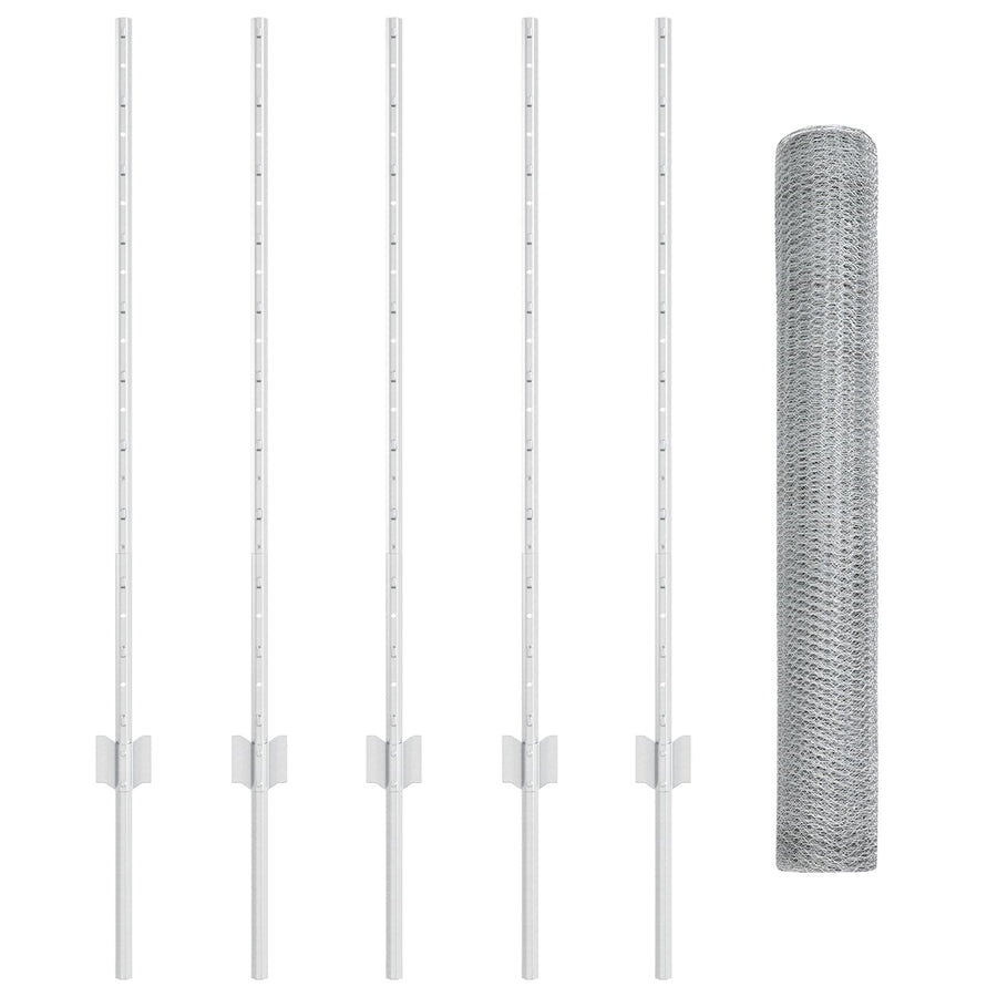 Fence Posts 10 Pcs U-Channel 100 Cm Gegalvaniseerd Staal,  Hexagon Fence 1X10 M Gegalvaniseerd Staal