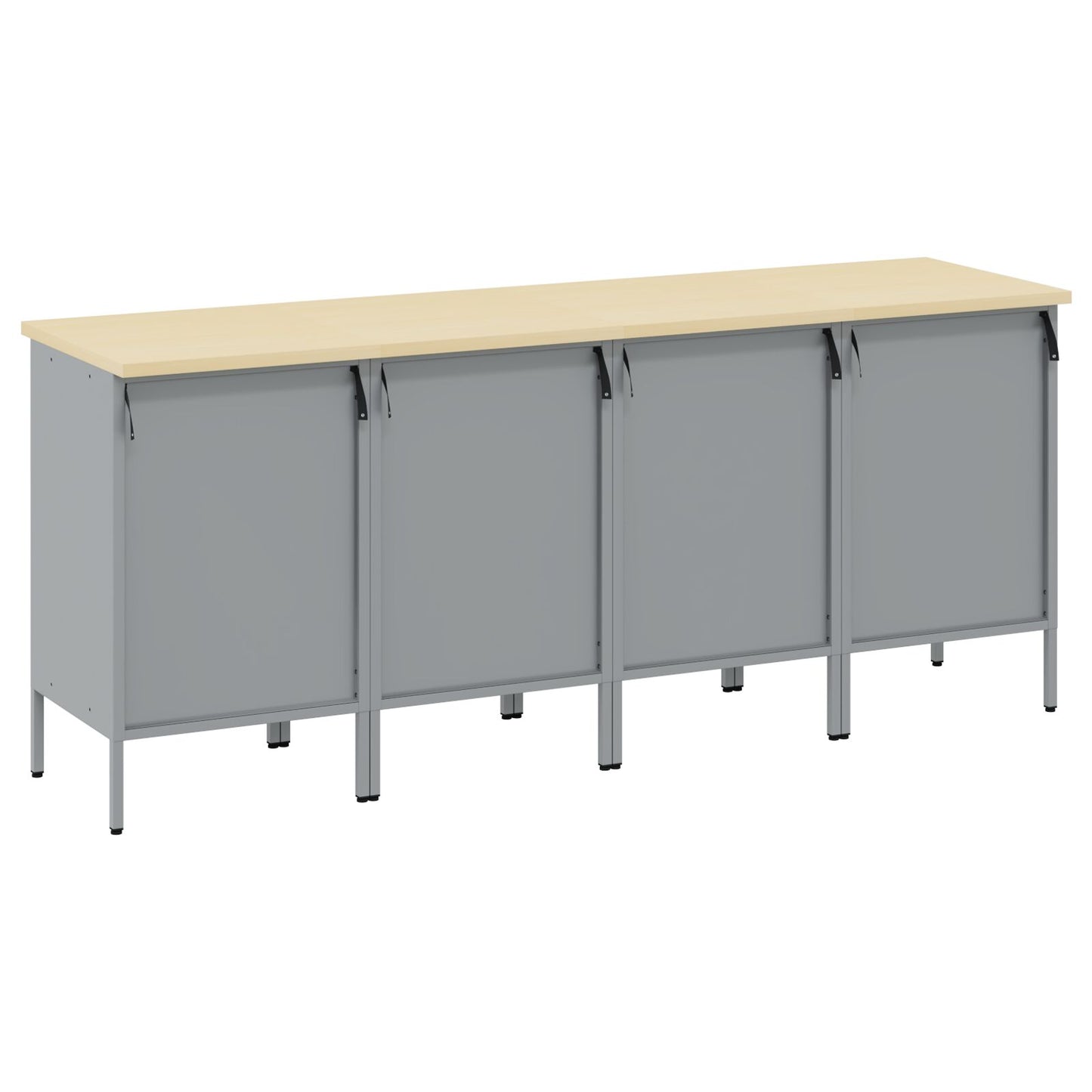 Werktafel 4 Stuks En Grijs Ge-Engineerd Hout En Staal 4x (84 cm) Zwart 4x kast