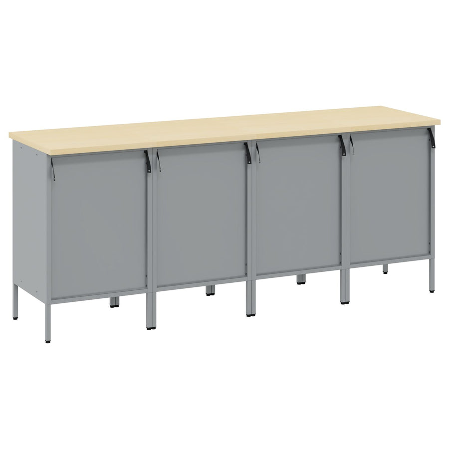 Werktafel 4 Stuks En Grijs Ge-Engineerd Hout En Staal 4x (84 cm) Zwart 4x kast