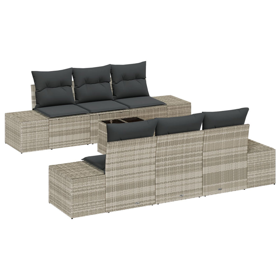 Tuin Sofa Set Set Van 7 Lichtgrijs, Donkergrijs