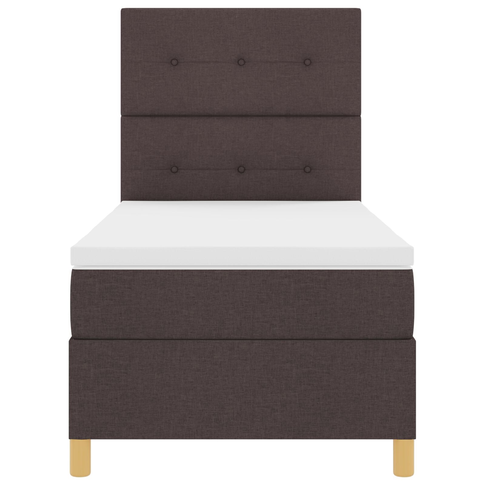 Boxspring Bed Met Matras Donkerbruin 90X200 Cm Stof Blauw
