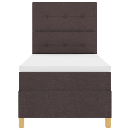 Boxspring Bed Met Matras Donkerbruin 90X200 Cm Stof Blauw