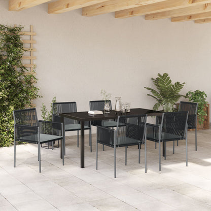 Set Van 4 Zwart, Lichtgrijs Pe Rattan, Schuim, Stof