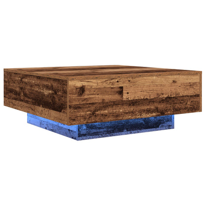 Salontafel Met Led-Verlichting Oud Hout 80X80X31 Cm