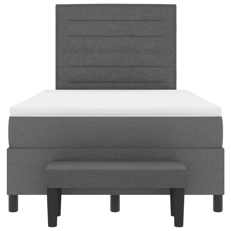 Boxspringbed Met Matras & Bank Stof Donkergrijs 120 x 200 cm Lijnen ontwerp