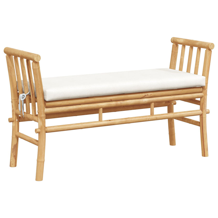 Tuinbank Met Kussen 110 Cm Van Bamboe Crème wit