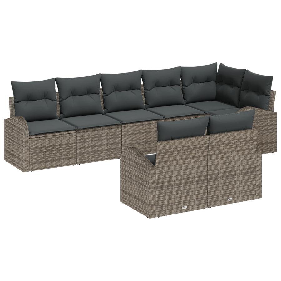 8-Delige Tuin Sofa Set Met Kussens Poly Rattan Grijs zonder tafel