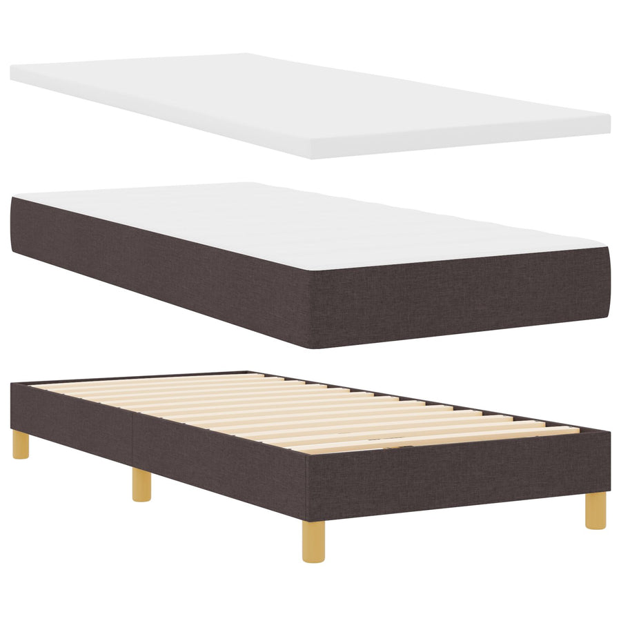 Boxspringbed Met Matras Stof Donkerbruin 90 x 190 cm Knopen gestoffeerd