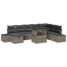 9-Delige Tuin Sofa Set Met Kussens Grijs Poly Rattan Wit