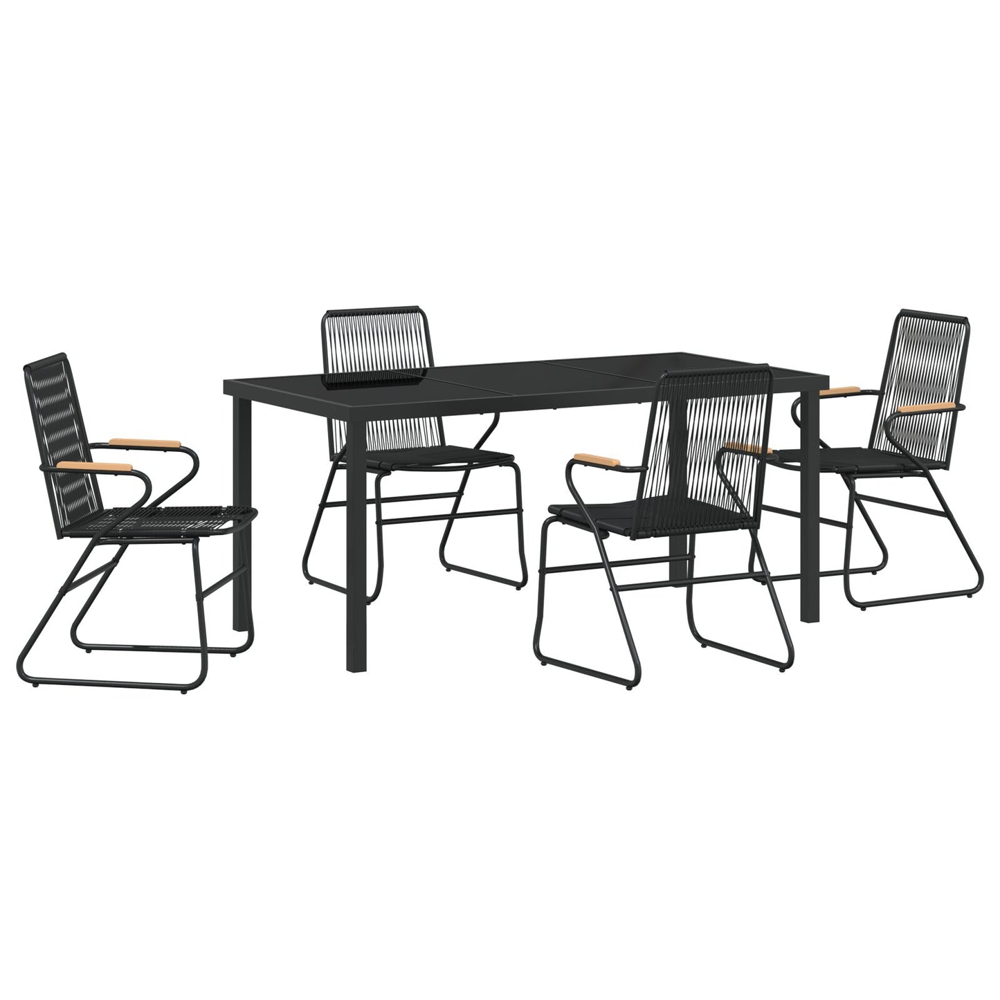 5-Delige Tuin Eetset Zwart Pvc Rattan