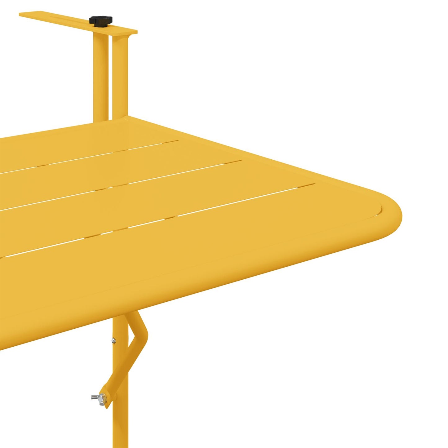 Hangende Balkon Tafel Vouwbaar 60X40 Cm Staal Mosterd Lattenontwerp