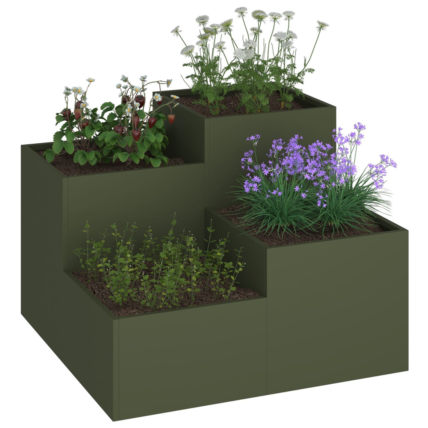 Tuinbak Staal Olijfgroen 80 x 80 x 60 cm