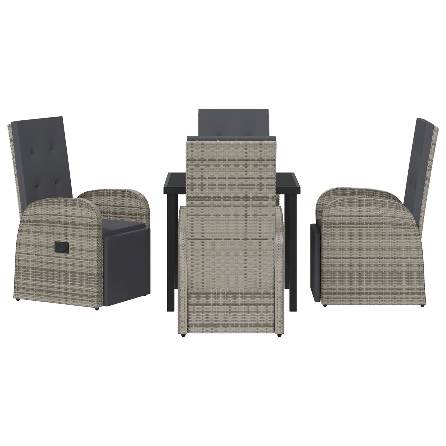 5-Delige Tuin Eetset Met Kussens Grijs Poly Rattan