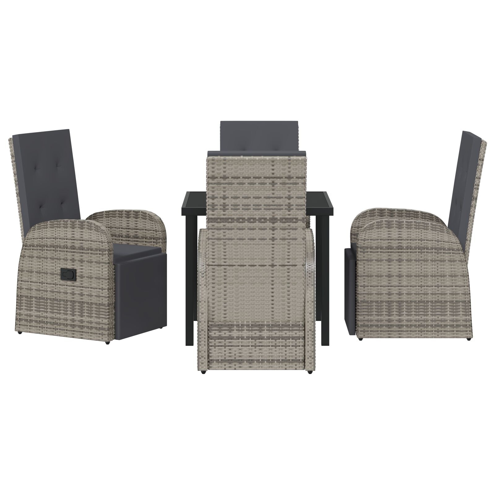 5-Delige Tuin Eetset Met Kussens Grijs Poly Rattan