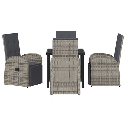 5-Delige Tuin Eetset Met Kussens Grijs Poly Rattan