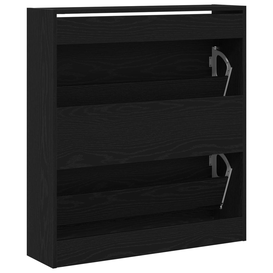 Schoenenkast Met Flip Lade Zwart Eiken 80X21X87,5 Cm