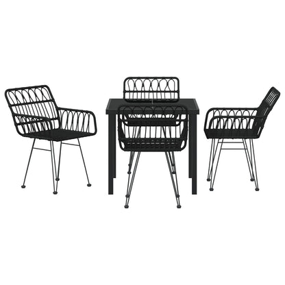 5-Delige Tuin Eetset Zwart Poly Rattan