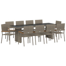 11-Delige Tuin Eettafel Set Grijs Poly Rattan Wit