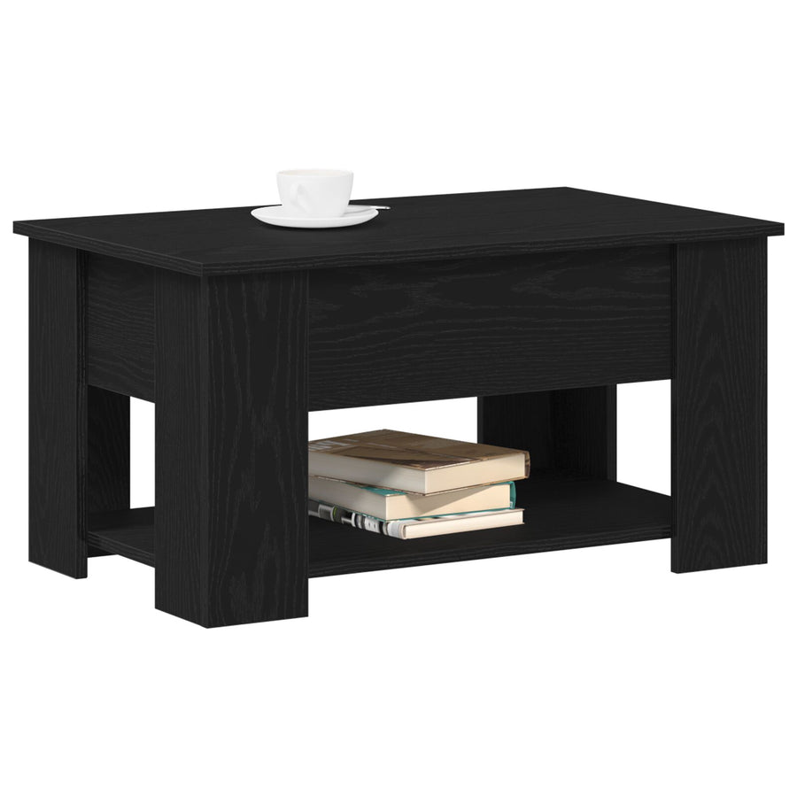 Zwarte Eiken Tafel 79X49X41 Cm Gemaakt Van Engineered Wood