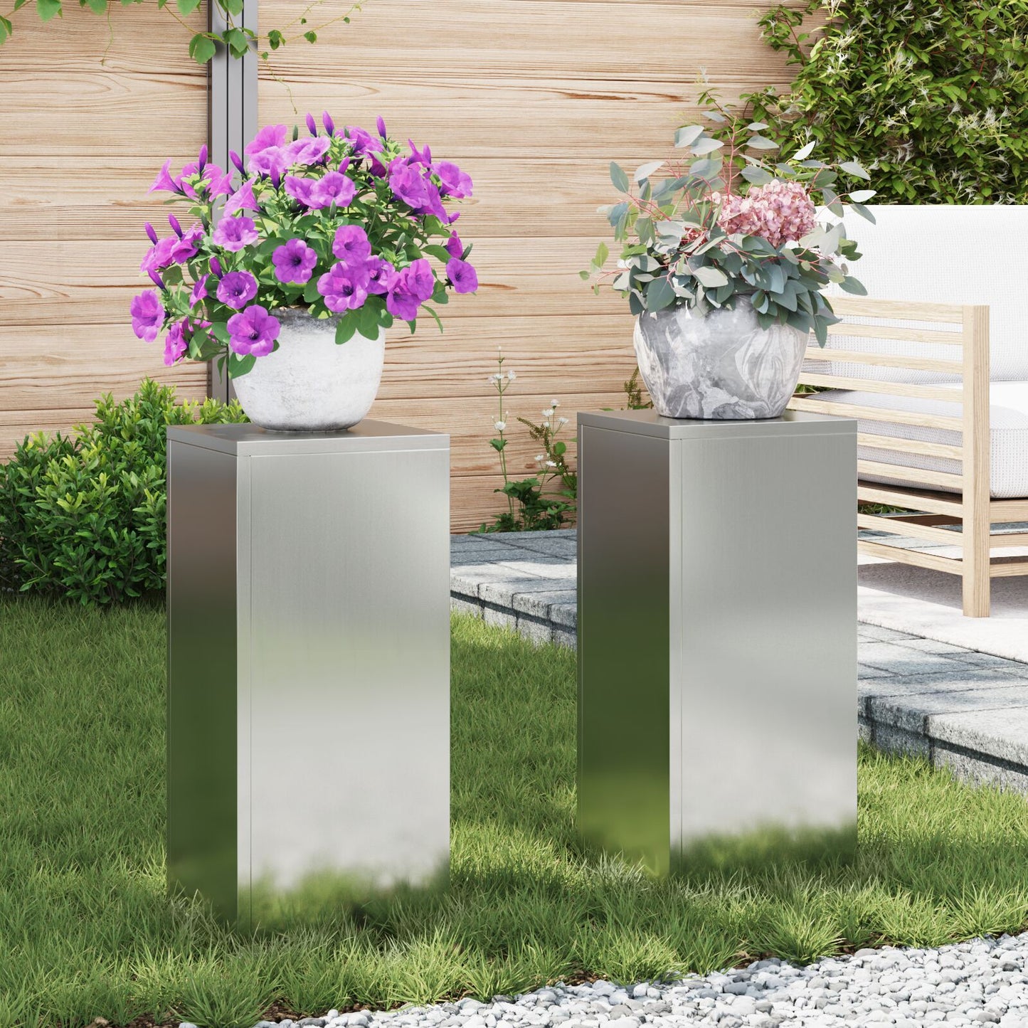 Buiten Plantenstandaarden Pilaar 2 Stuks 24X24X55 Cm Gegalvaniseerd staal 2x (55 cm)