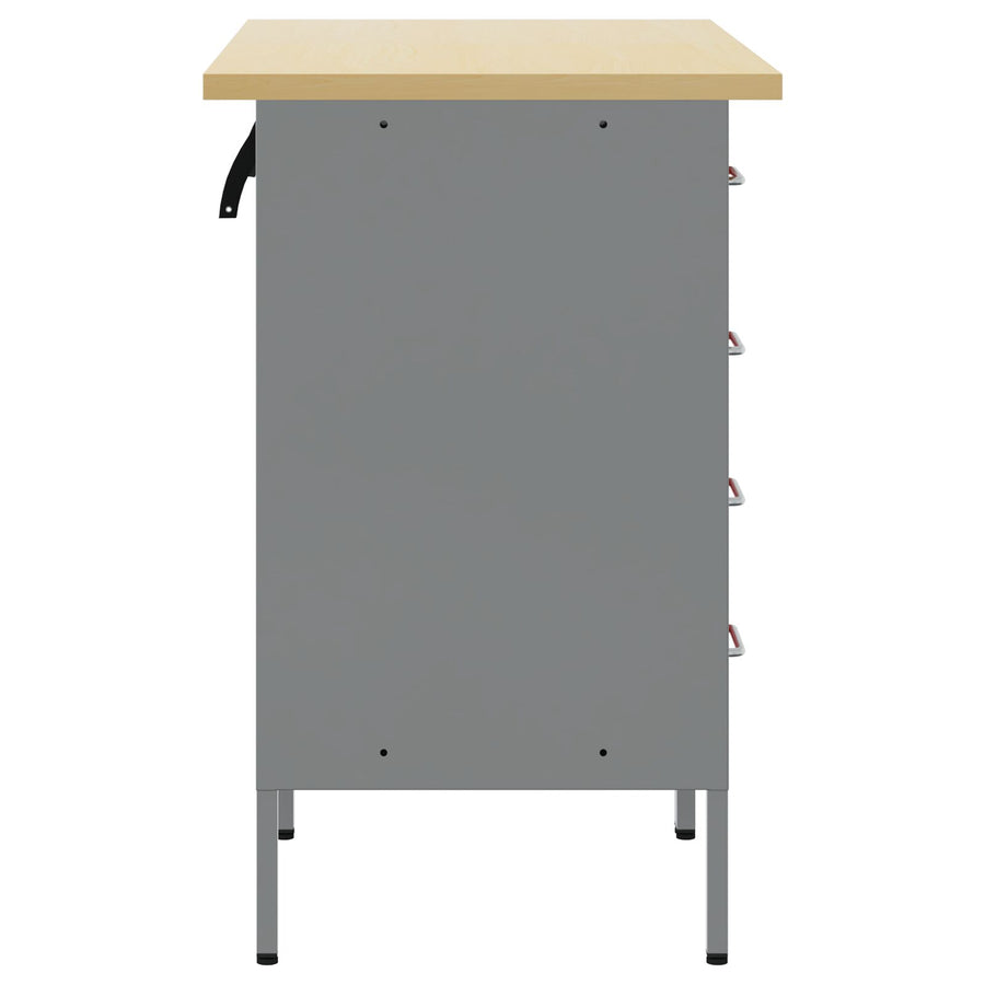 2-Delige Werkcabinet Set En Grijs Van Gelaagd Hout En Staal 2x (84/85 cm) Rood 2x kast