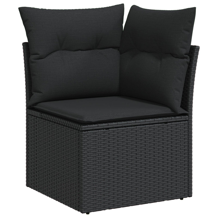 6 Delige Tuin Sofa Set Met Kussens Zwart Poly Rattan Acacia