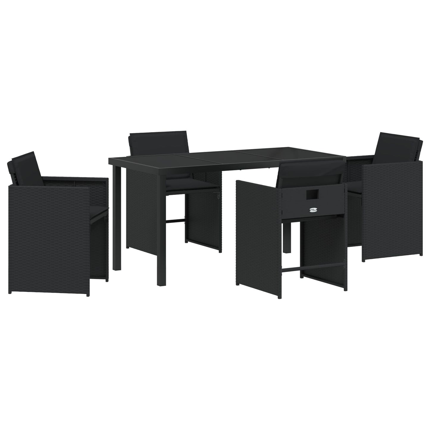 5 Delige Tuin Eetset Met Kussens Zwart Poly Rattan