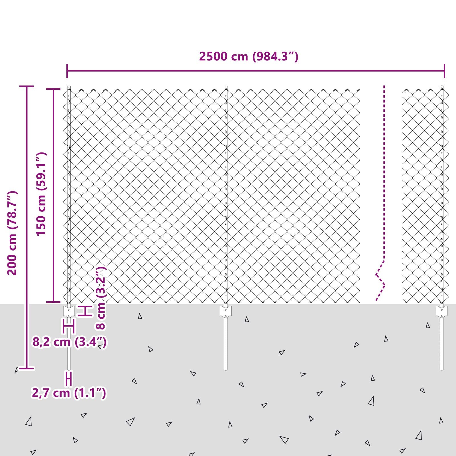 Kettinglink Tuinhek Set Set Van 2 Grijs Gegalvaniseerd Staal