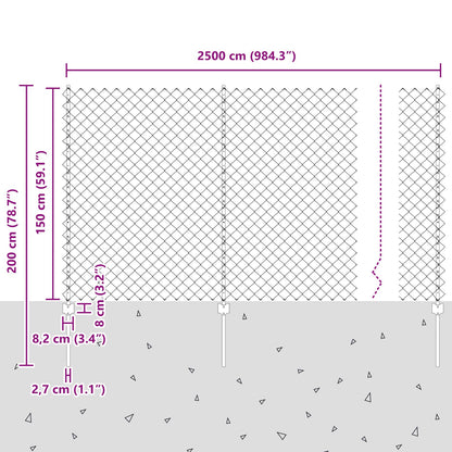 Kettinglink Tuinhek Set Set Van 2 Grijs Gegalvaniseerd Staal
