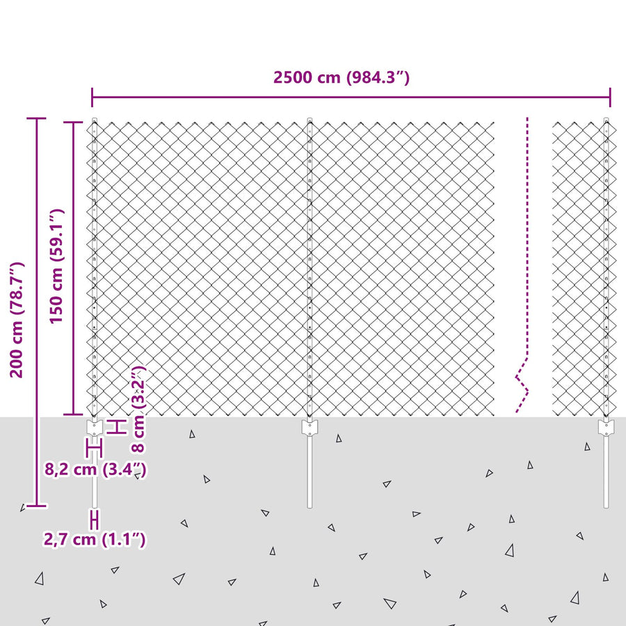 Kettinglink Tuinhek Set Set Van 2 Grijs Gegalvaniseerd Staal