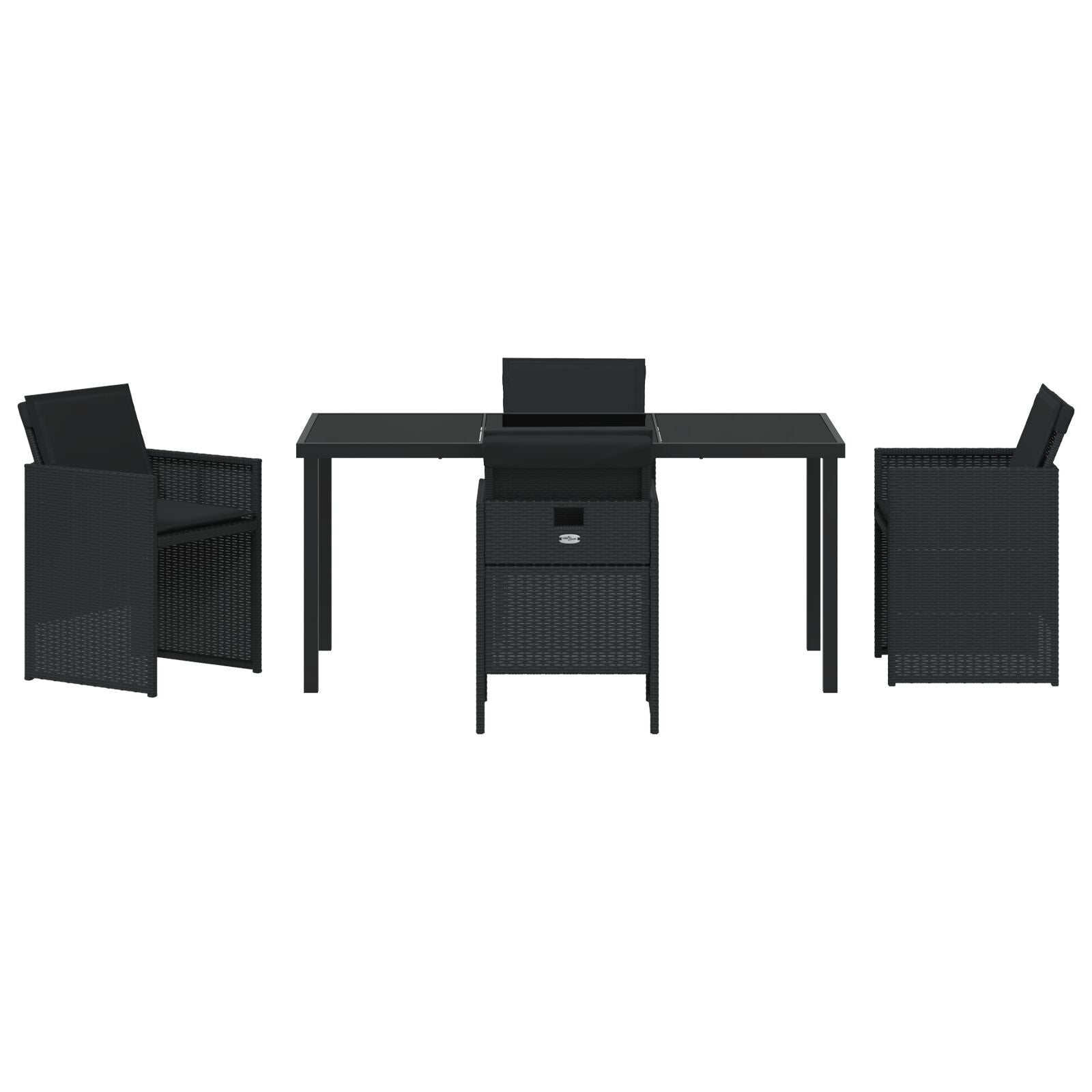5-Delige Tuin Eettafel Set Met Kussens Zwart Poly Rattan