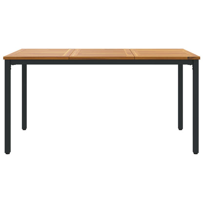 Tuin Tafel Massief Acaciahout En Metaal 150 x 90 x 75 cm Natuurlijk en zwart
