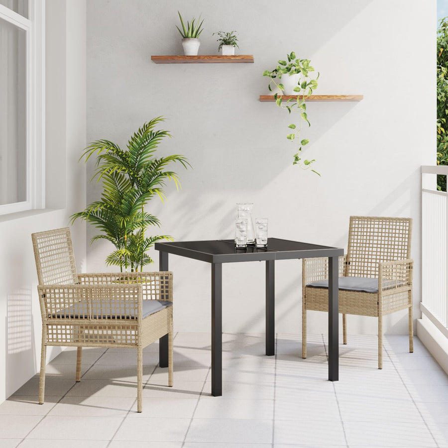 Tuinstoelen 2 Stuks Met Kussens Poly Rattan Gemengd beige en lichtgrijs