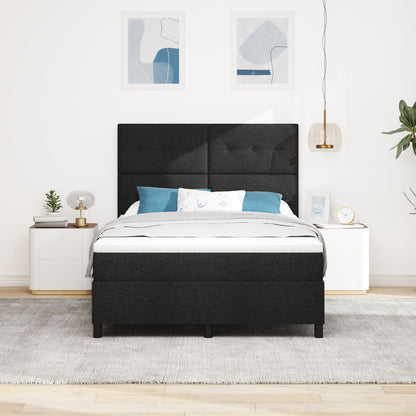 Box Spring Bed Met Matras Stof Zwart 140 x 200 cm Met knopen